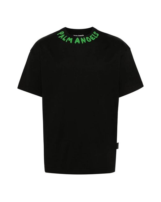 Logo print crew neck t-shirts e polos di Palm Angels in Black da Uomo