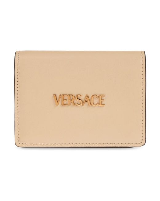 Versace Accessoires ,Katoen Tag Leren Portemonnee in het Natural