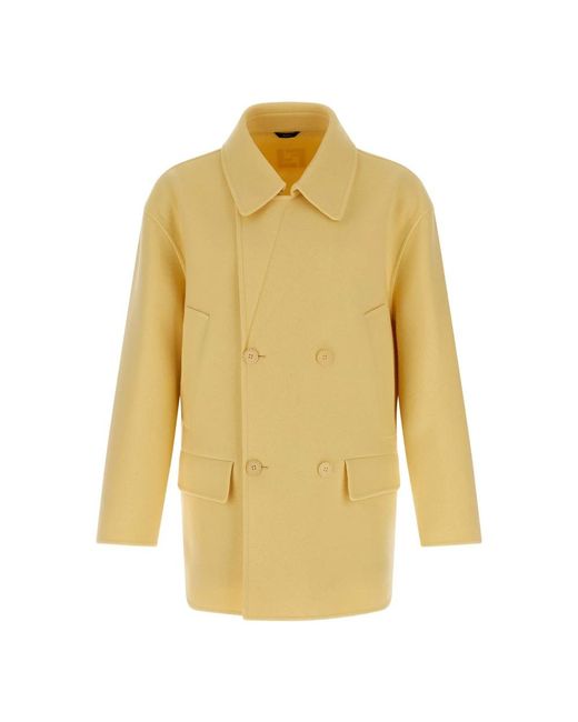 Fendi Yellow Double-Breasted Coats for men