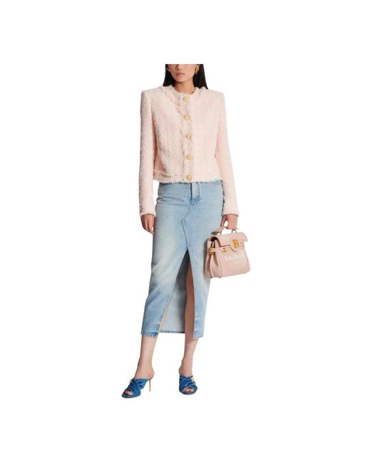 Balmain Jassen ,Roze ,Tweed Tweedjasje Met 5 Knopen in het Pink