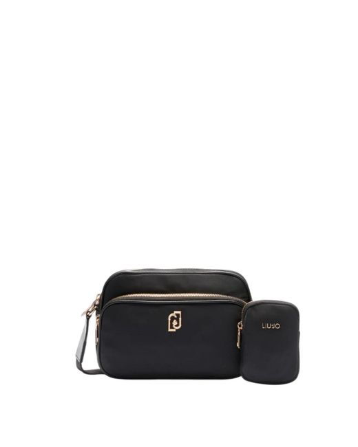 Liu Jo Black Schwarze nylon-schultertasche mit logo