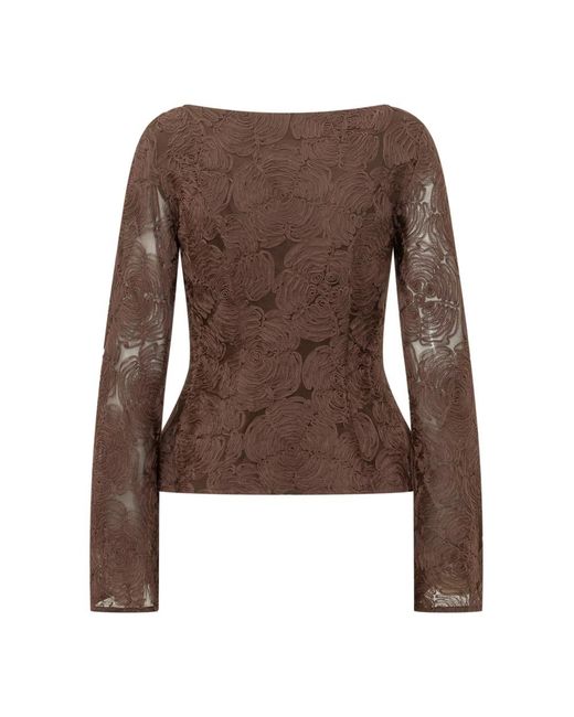 ROTATE BIRGER CHRISTENSEN Brown Long Sleeve T-Shirts