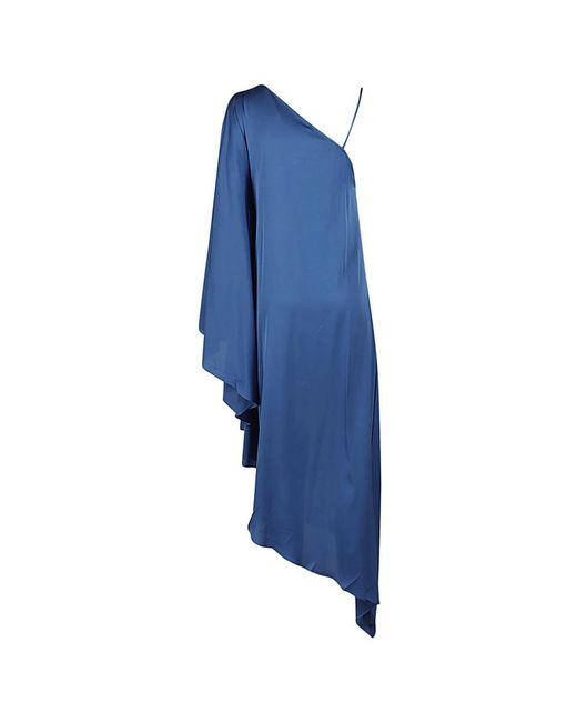 Silk95five Kleedjes ,Blauw ,Blauwe Asymmetrische Zijden Jurk in het Blue