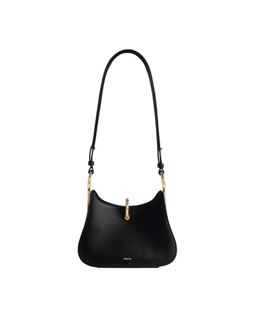 Rabanne Black Small Ring Leder-Tasche