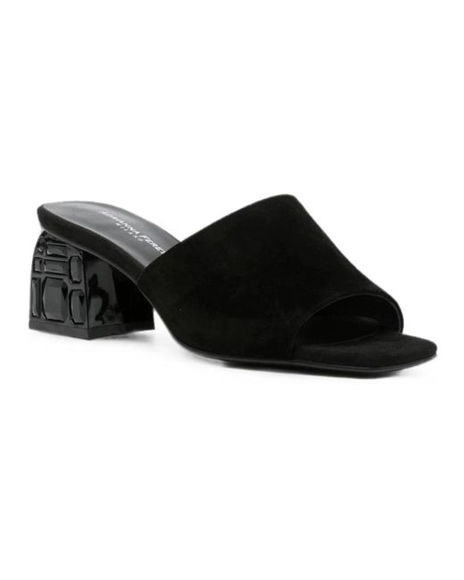 ADRIANNA FERETTI Black Heeled Mules