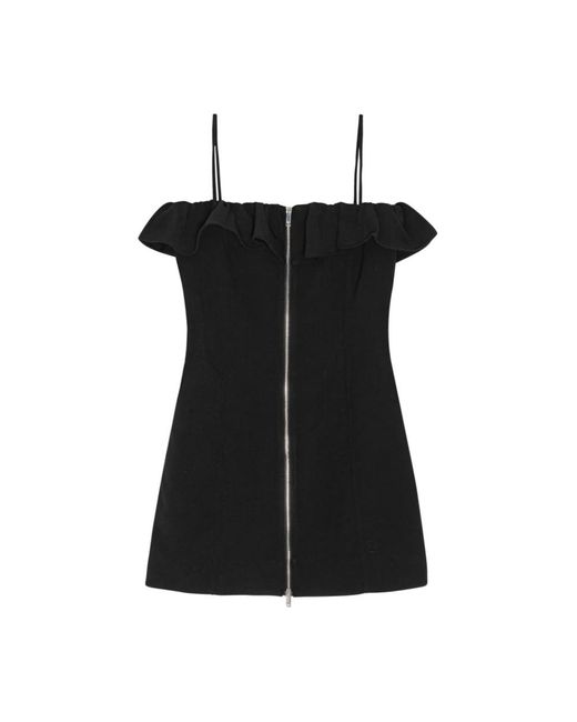 Ganni Black Modernes mini kleid garderobe aufwerten