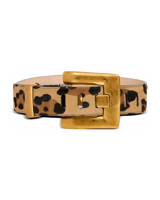 Balmain Accessoires ,Leer Anthem Luipaardprint Leren Riem in het Metallic
