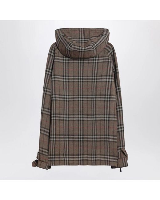Burberry Gray Half-Zip Jacket With Check Pattern for men