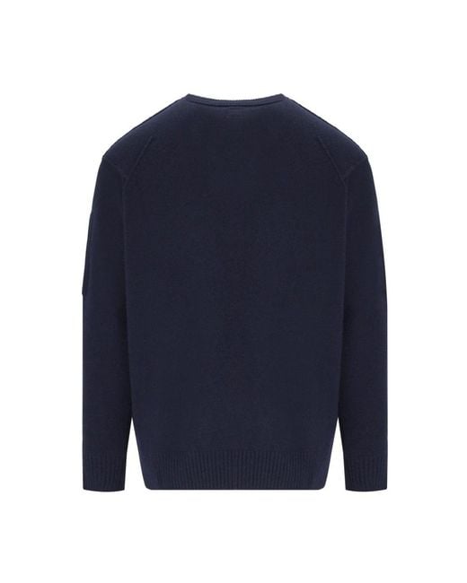 C P Company Blue Round-Neck Knitwear for men