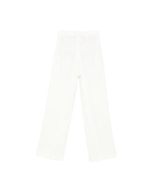 Rohe Witte Wollen Mix Geplooide Broek in het White