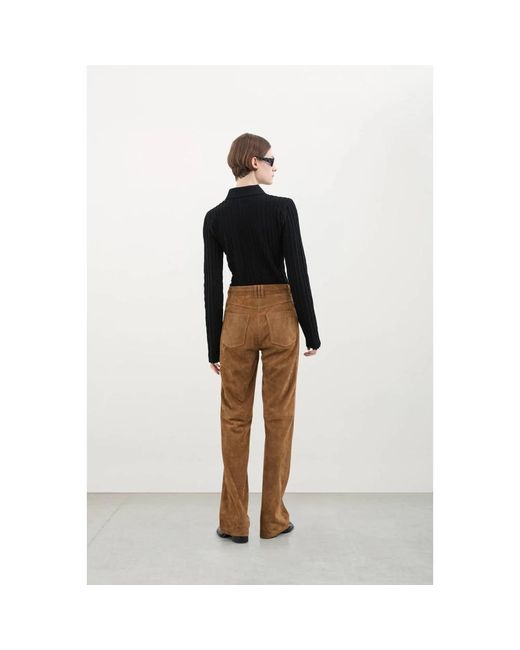 Halfboy Broeken ,Bruin ,Leer Bran Bootcut Leren Broek in het Brown