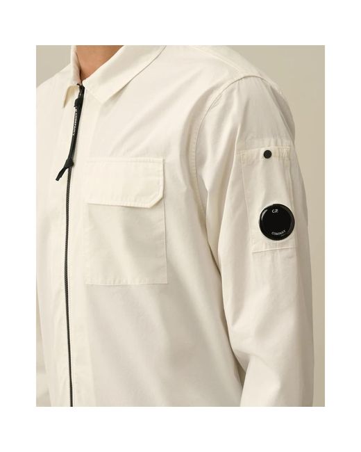 C P Company Weiße baumwoll regular fit hemd in Natural für Herren