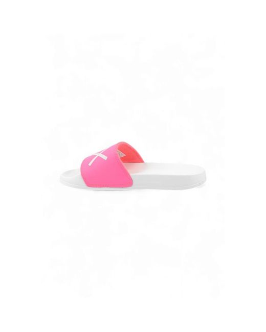Sun 68 Schoenen ,Wit ,Pu Slides in het Pink