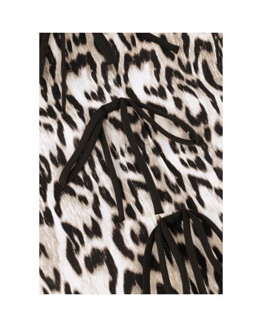 Jansen Amsterdam Overhemden ,Veelkleurig ,Linnen Blouse Met Dierenprint En Strikdetails in het Black