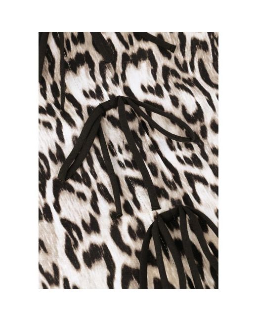 Jansen Amsterdam Overhemden ,Veelkleurig ,Linnen Blouse Met Dierenprint En Strikdetails in het Black