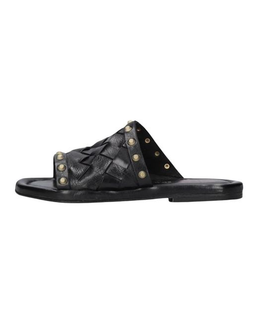 A.s.98 Schoenen ,Zwart ,Zwarte Modieuze Slippers Met Gouden Studs in het Black