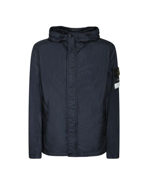 Stone Island Blaue Kapuzen-Zip-Jacke in Blue für Herren