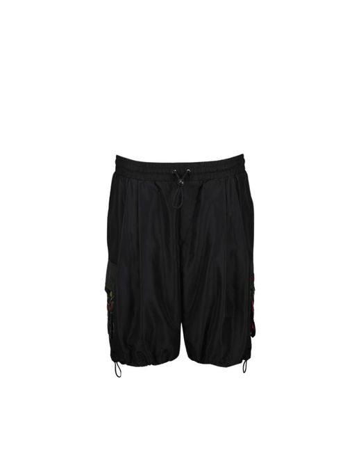 Dolce & Gabbana Lange geradeylon shorts in Black für Herren