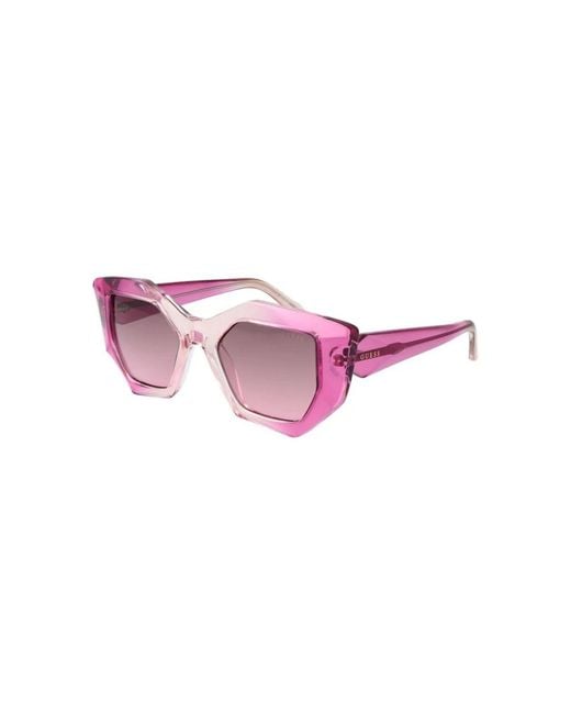 Guess Accessoires ,Roze ,Roze Geometrische Zonnebril Met Gradiëntlenzen in het Pink