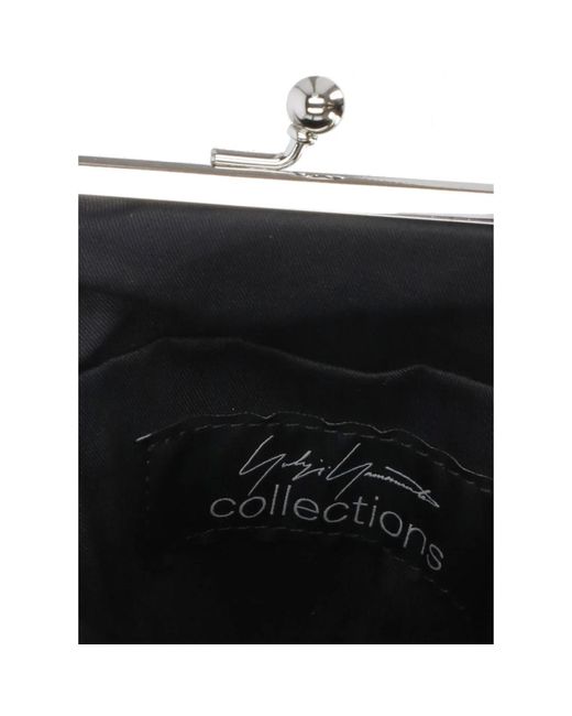 Yohji Yamamoto Black Schwarze leder-pochette mit verstellbarem riemen
