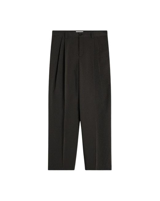 Maison Kitsuné Black Straight Trousers for men