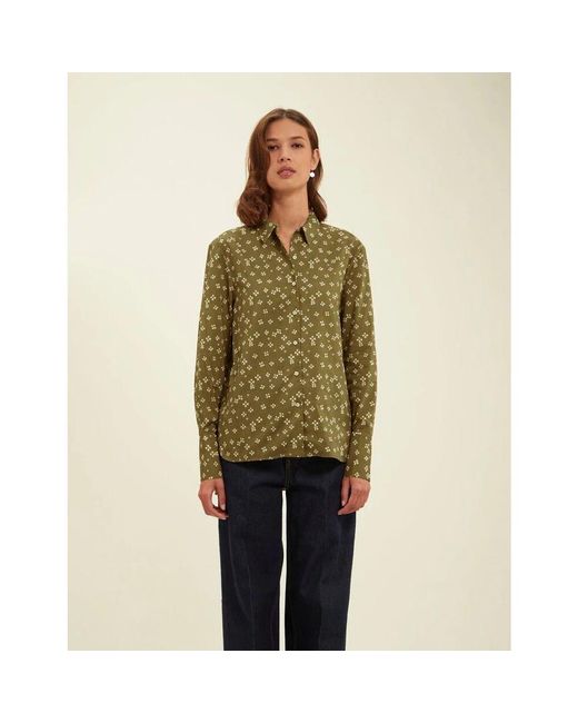 Ines De La Fressange Paris Green Lucky khaki hemd mit exklusivem druck
