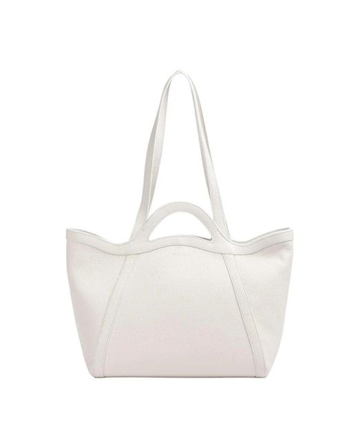 Coccinelle White Lederhandtasche Mit Frontlogo