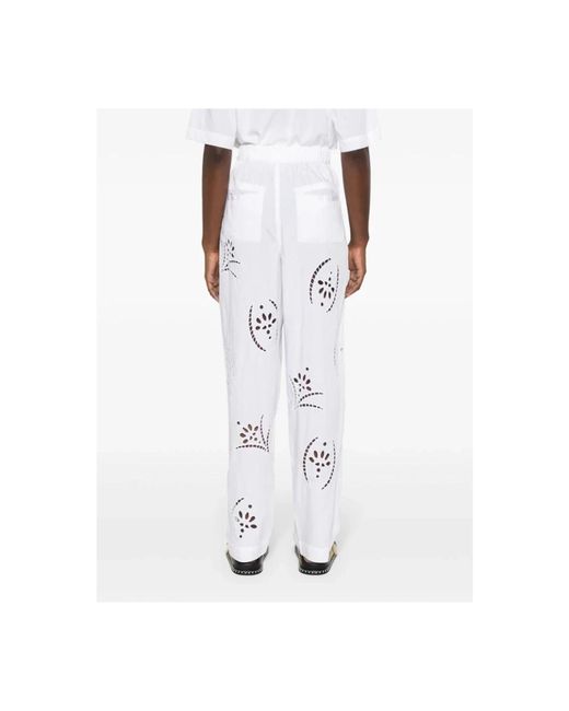 Isabel Marant White Weiße broderie anglaise hose