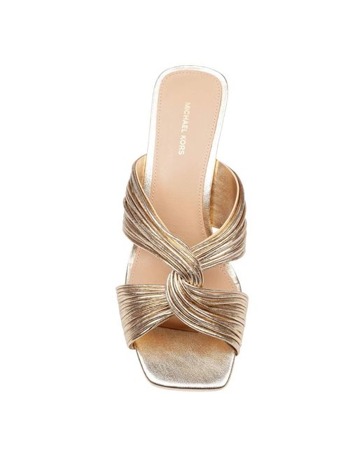 Michael Kors Goldenes Metallic-Leder Mule Mit 8,5 Cm Absatz