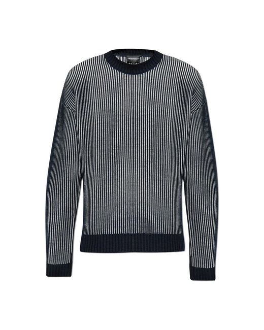 Emporio Armani Gray Round-Neck Knitwear for men