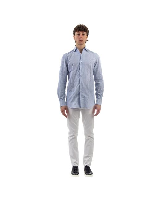 Finamore 1925 Blue Casual Shirts for men