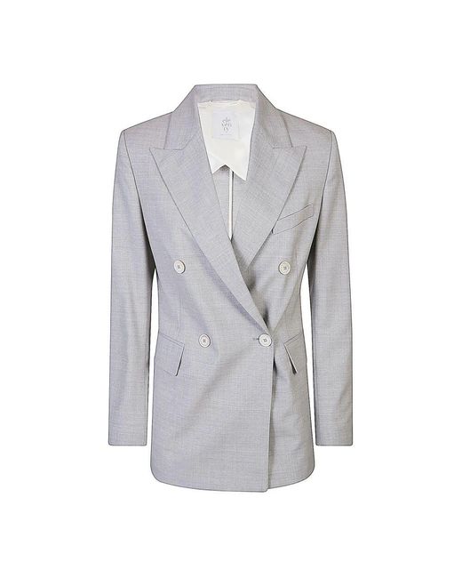 Eleventy Gray Doppelreihiger Wollmischung Lurex Mantel