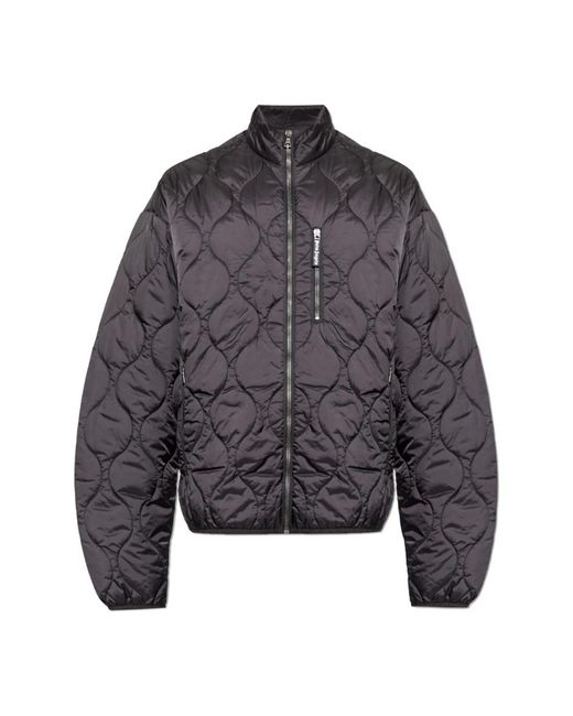 Palm Angels Jassen ,Zwart ,Satijn Gewatteerd Jack Met Opstaande Kraag in het Gray voor heren