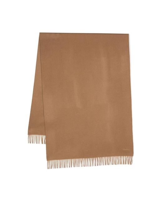 Max Mara Brown Kaschmir kamel schal mit logo stickerei