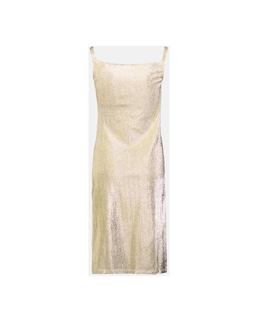 Rabanne Kleedjes ,Geel ,Gedrapeerde Lurex Jurk Metallic Goud