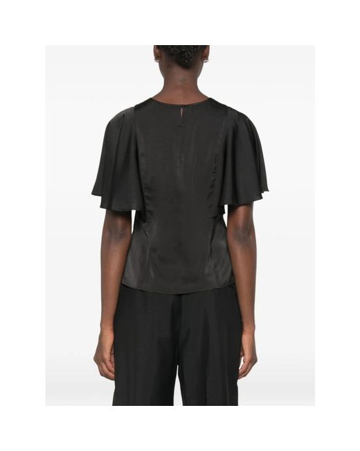 Michael Kors Satin Cape Sleeve Blouse in het Black