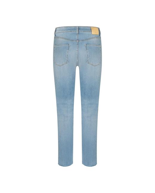 Cambio Blue Kurze jeans mit fransen in hellblau