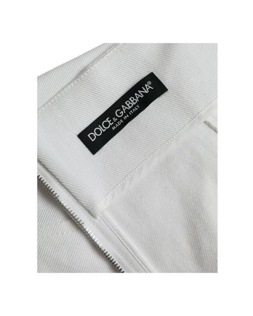 Dolce & Gabbana White Bestickter minirock mit hoher taille