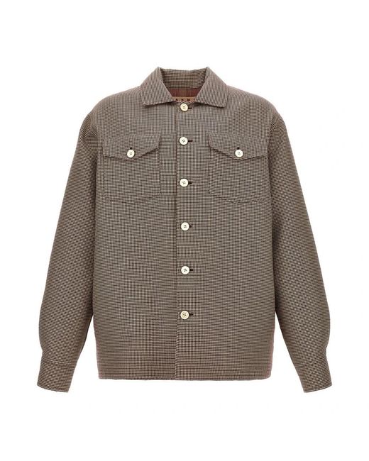 Marni Micro Hahnentritt Wolljacke in Gray für Herren