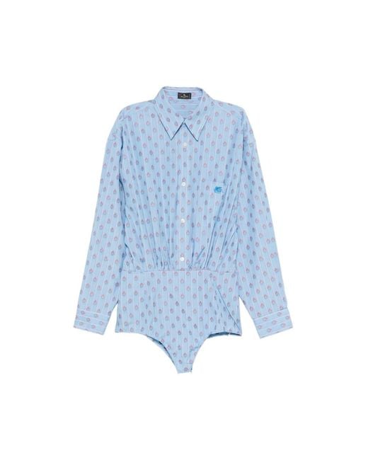 Etro Blue Cotton Bodysuit