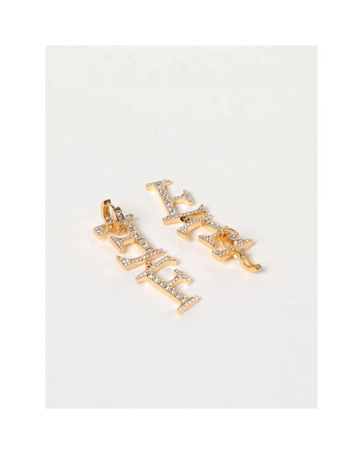 Elisabetta Franchi Metallic Kristall Tropfen Buchstabe Charm Ohrringe