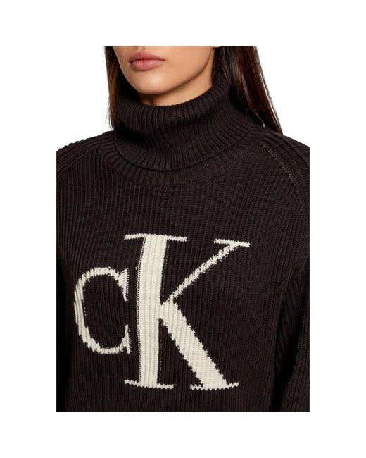 Calvin Klein Truien & Vesten ,Zwart ,Katoen Oversized Logo Sweater in het Black