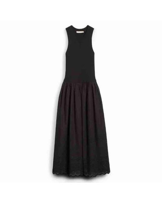 Vanessa Bruno Black Baumwoll Besticktes Drop-Waist-Kleid