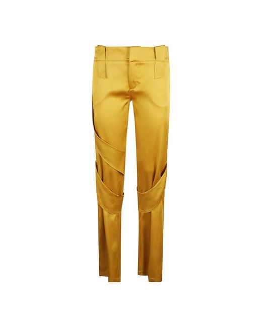 Pantaloni larghi gialli in raso di Blumarine in Yellow