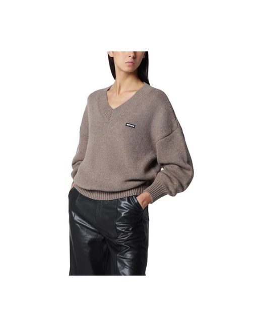 ROTATE BIRGER CHRISTENSEN Brown V-Neck Knitwear