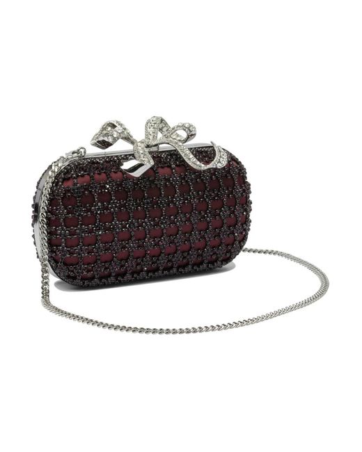 Self-Portrait Black Bordeaux Chainmail Clutch Tasche