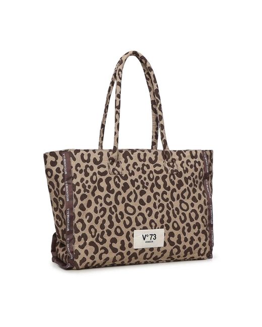 V73 Brown Tote Bags
