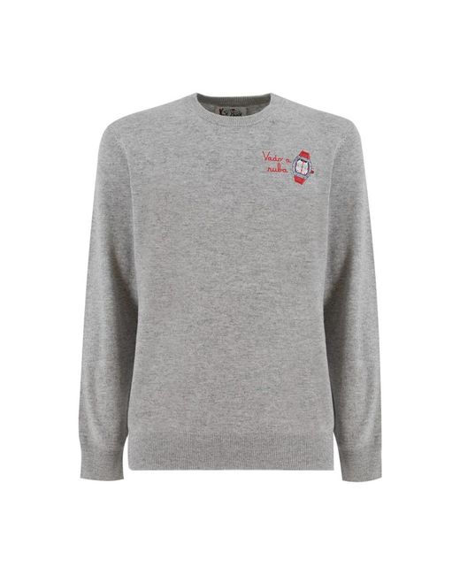 Mc2 Saint Barth Gray Round-Neck Knitwear for men