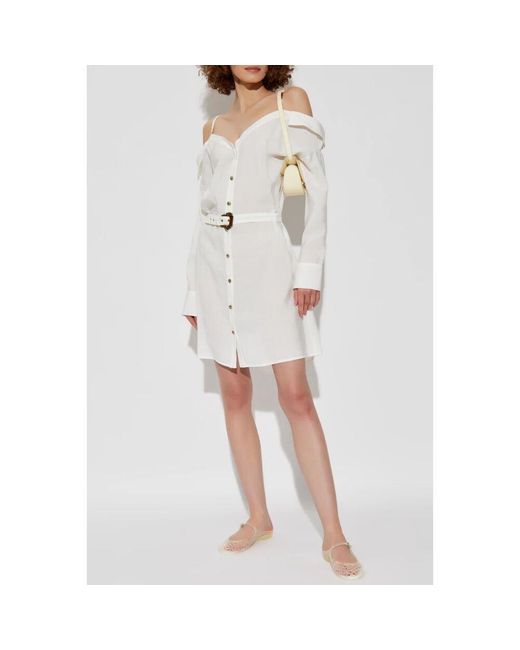 Versace Jeans Couture White Schulterfreies Kleid