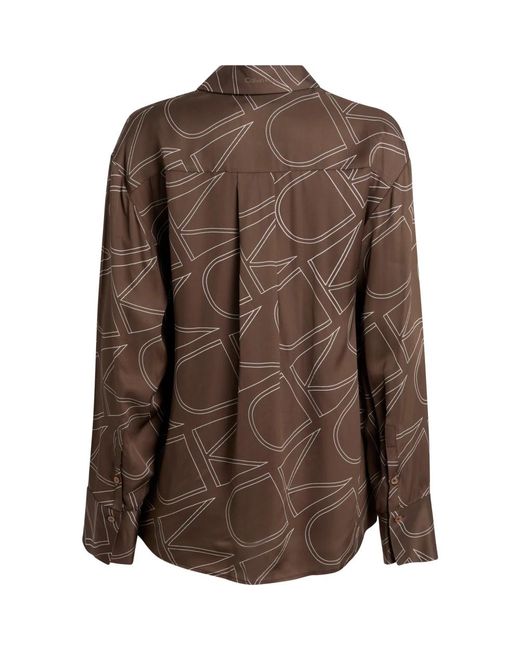 Calvin Klein Brown Monogramm druck bluse